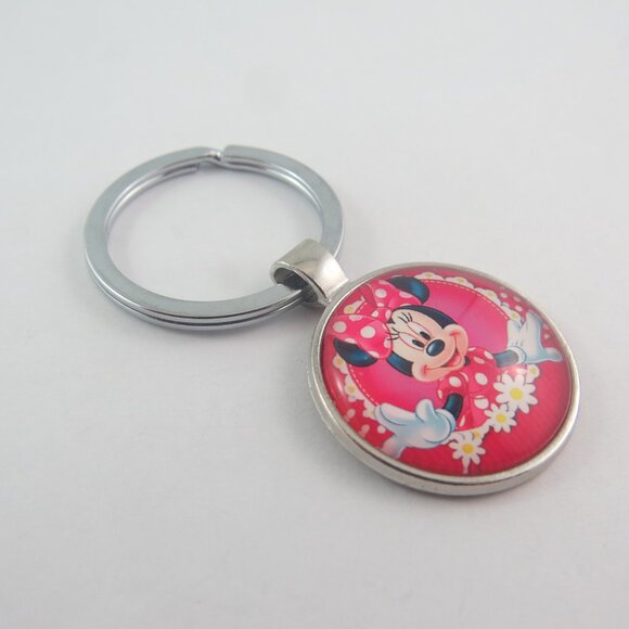 Mouse Keychain Cartoon Keychain Cute Character Key Ring Red Polka Dot Bow Gift - Picture 2 of 4